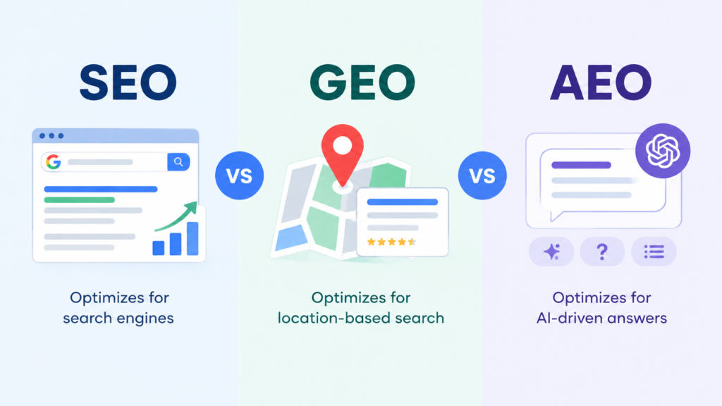 SEO vs AEO vs GEO